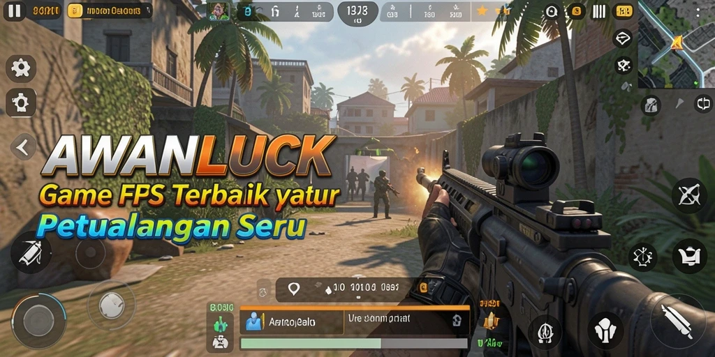 Tampilan gameplay seru AWANLUCK dalam aksi FPS.