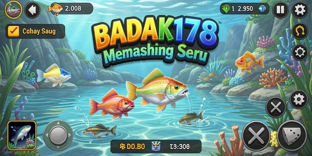 Tampilan gameplay memancing yang mendebarkan di BADAK178.