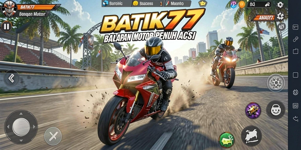 Screenshot gameplay BATIK77 yang menunjukkan keseruan balapan motor.