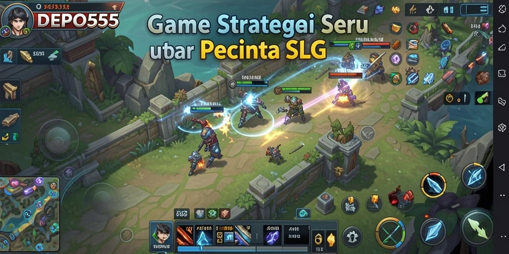Tangkapan layar gameplay DEPO555 menunjukkan pertempuran strategi yang menegangkan.