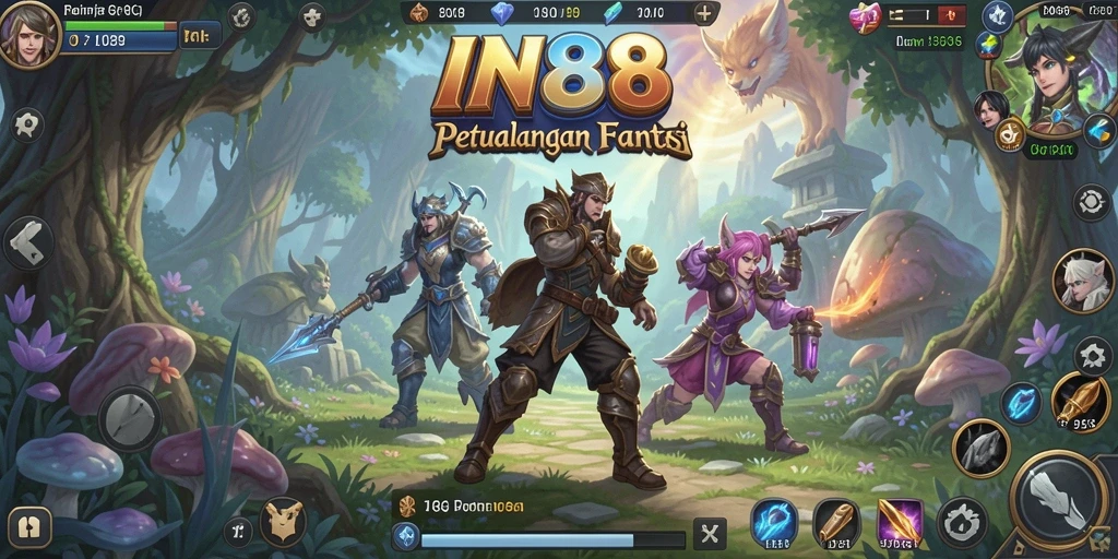 Screenshot utama IN88 menampilkan seorang pahlawan dalam pertempuran epic.