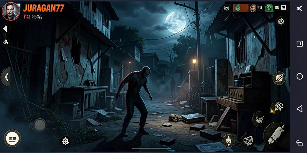 Tampilan menakutkan dari gameplay JURAGAN77 yang penuh misteri.
