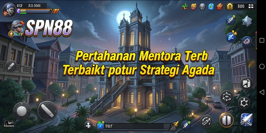 Screenshot gameplay SPN88 yang menunjukkan serangan menara yang dramatis.
