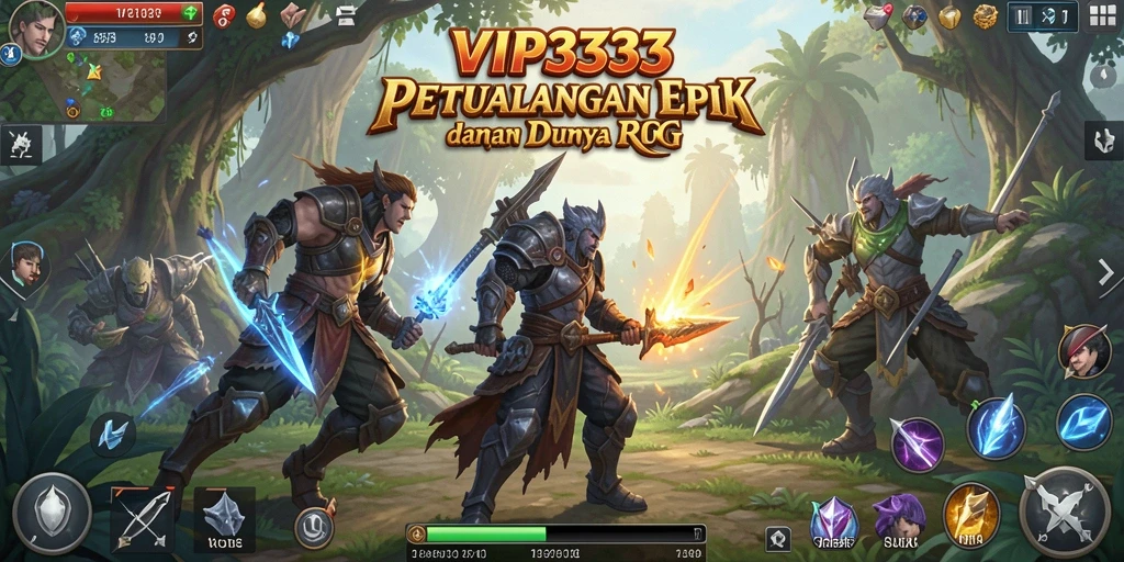 Screenshot menunjukkan aksi pertempuran seru dalam game RPG VIP333.